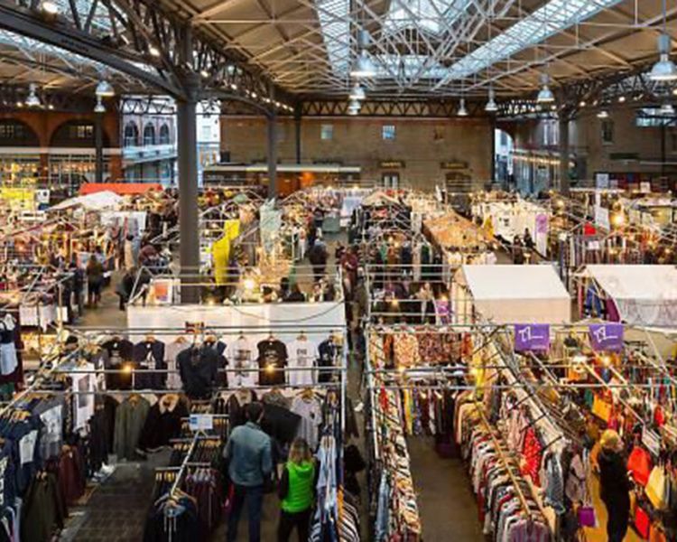 view over an indoor market on an exotic london east end food tour