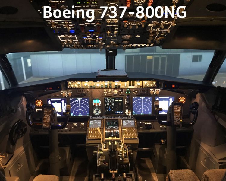 the cockpit of a boeing7371 flight simulator