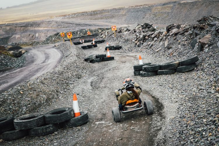 go karts in a quarry for a quarry karts experience day