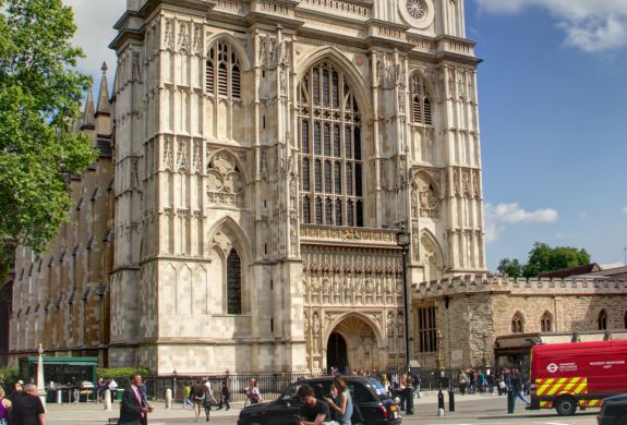 view of the front of westminster abbey in london