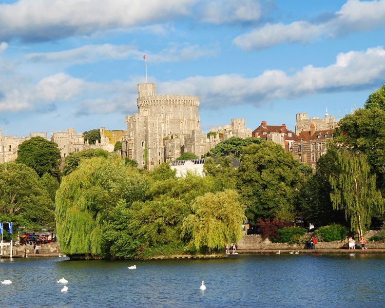 view of windsor castle seen from across the river