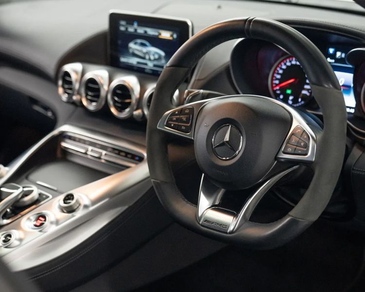 the inside of a mercedes gtr used on a driving experience day