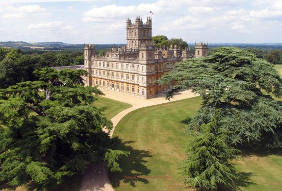 aerial view of downton abbey