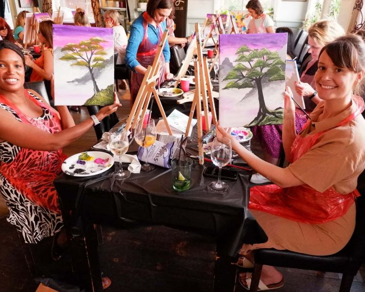 paint and sip with brush party