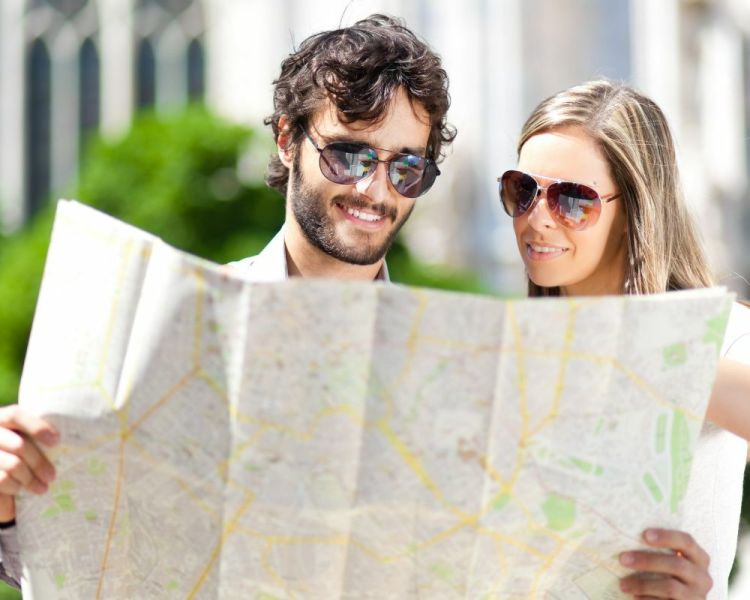 Couple reading a map