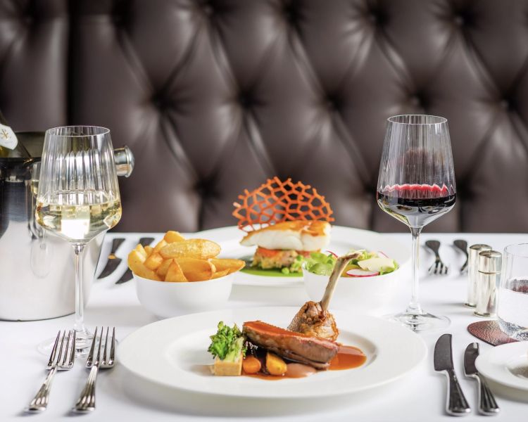 meal for two laid out on table at the bodmin jail hotel