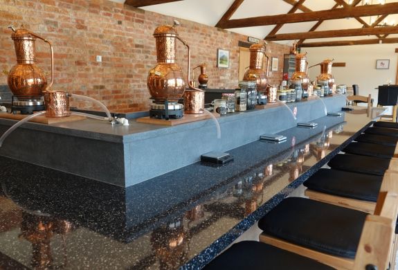 classroom at distillery for a gin making experience in shropshire