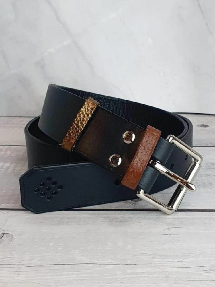 Black leather belt