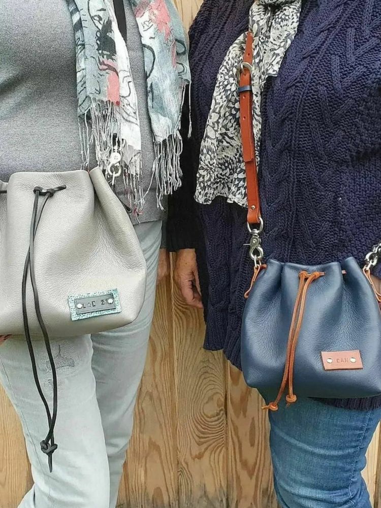 Leather bucket bags