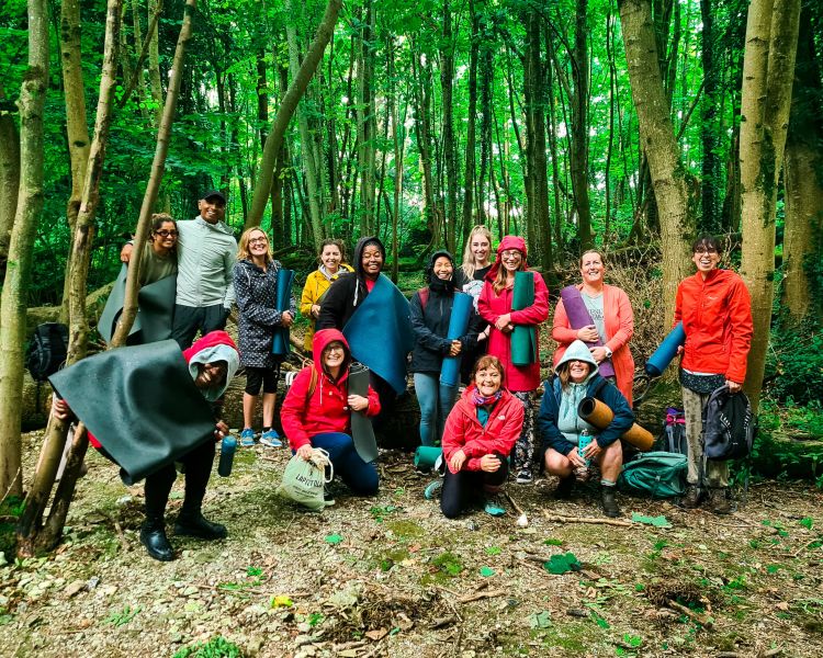 outdoor yoga and forest bathing experience