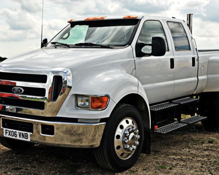 v8 ford f650 super duty pick up truck seen on a junior american truck driving experience