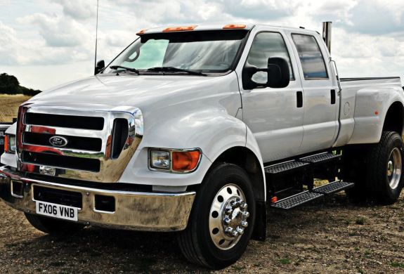 v8 ford f650 super duty pick up truck seen on a junior american truck driving experience