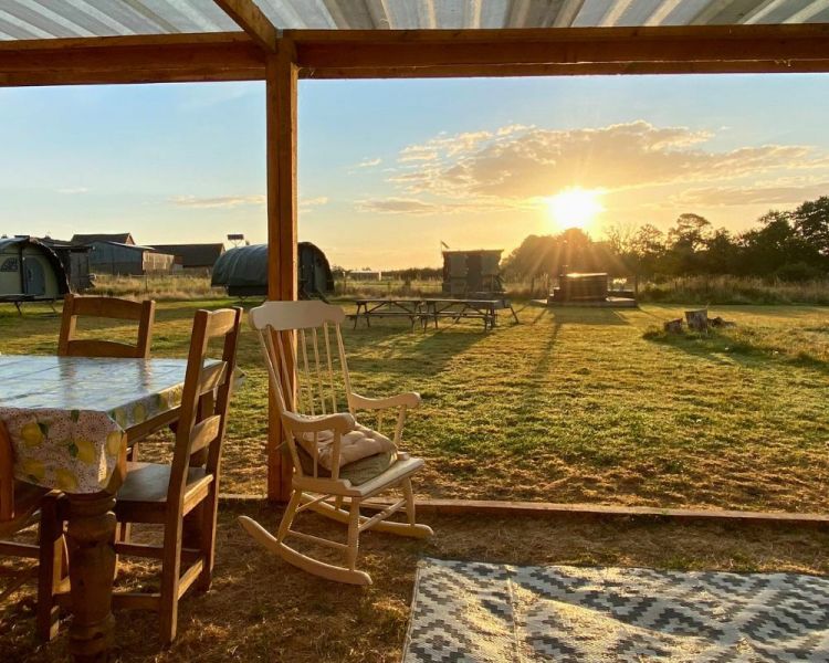 Outdoor kitchen with sunset