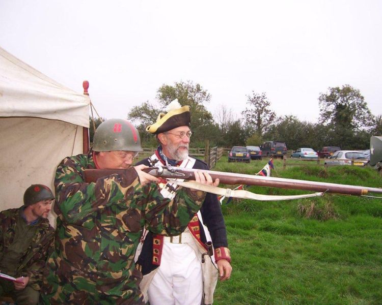 a man firing 17th century flinklocks and mortars on a tank driving experience day