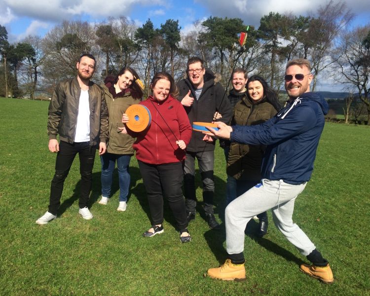 group of people ready to play a game of skybow