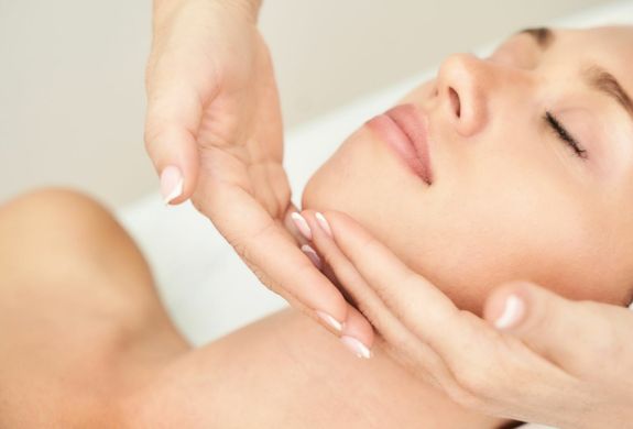 Woman having a facial treatment done