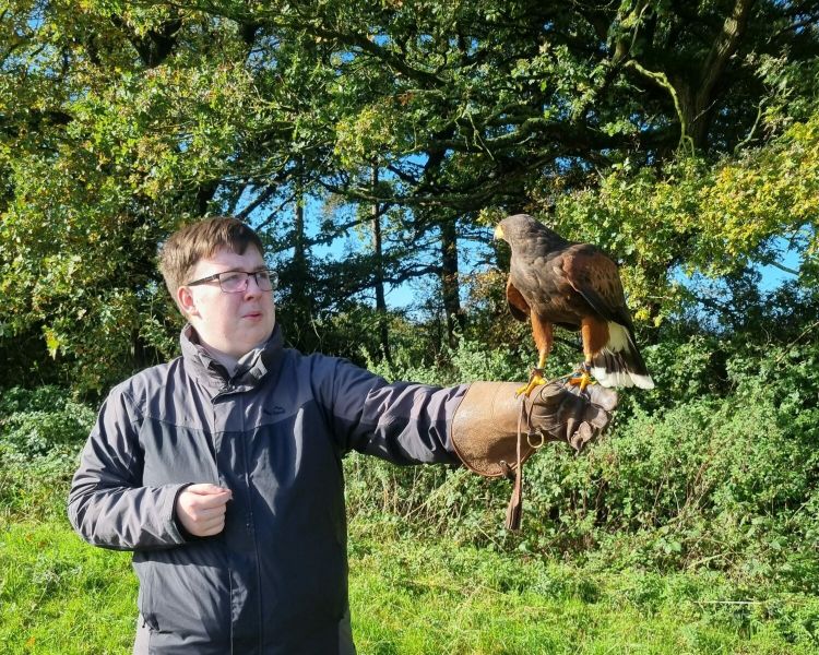 Man holding a falcon