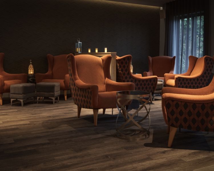 The relaxation room with comfy seating at the spa hotel in oxford