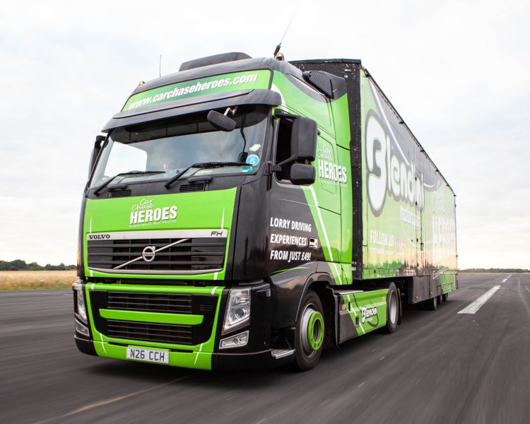 a hgv lorry on a race track for a lorry driving experience day