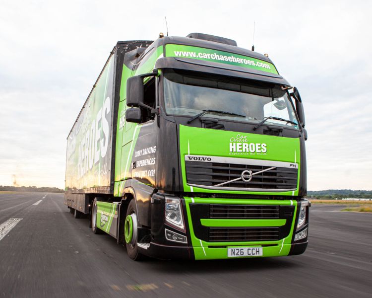 a hgv lorry on a race track for a lorry driving experience day