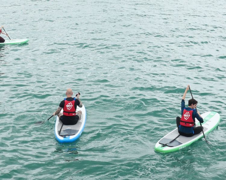 High view of some paddle boarders at SUP Hatt Adventures