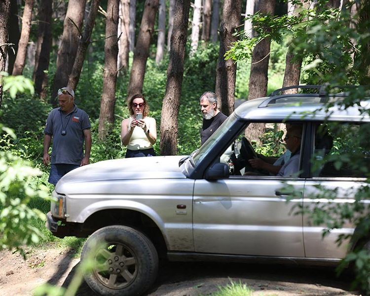 a landrover on a woodland course on an off road driving experience