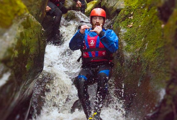 people on a canyoning experience in wales