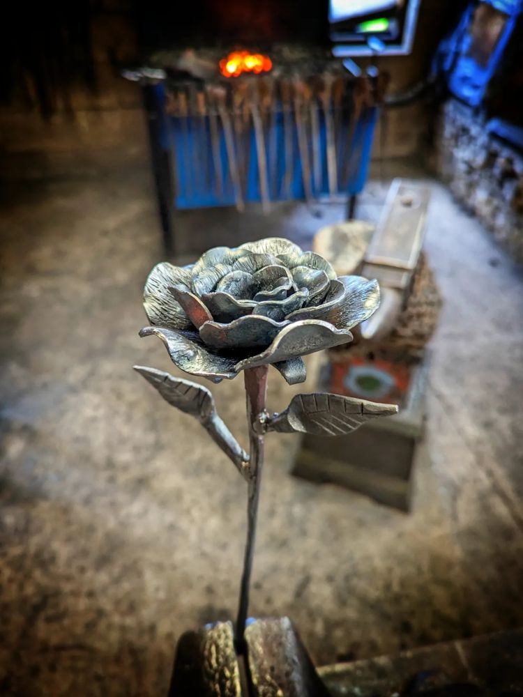 Forged metal rose