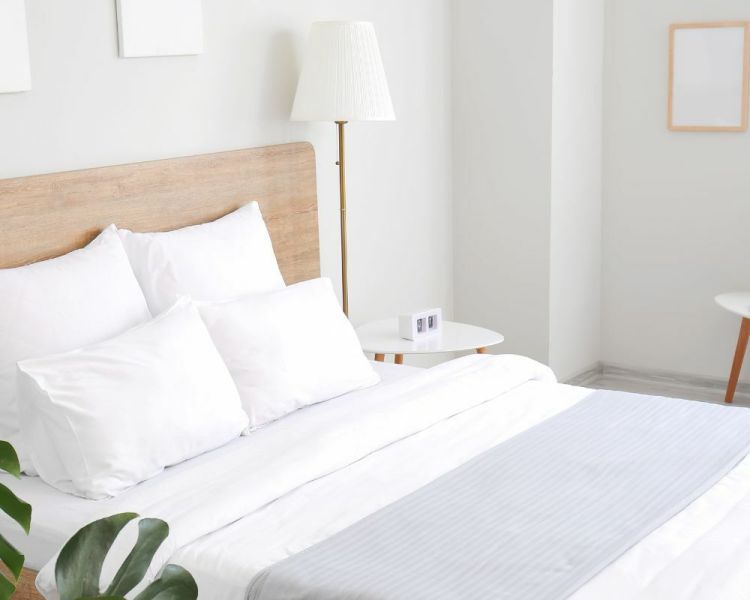 Hotel room with double bed