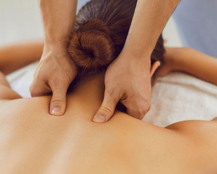 Woman having a neck massage