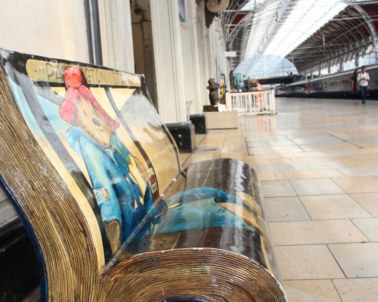 Paddington bench at paddington train station in london