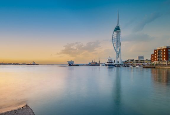 Spinnaker Tower on a clear evening