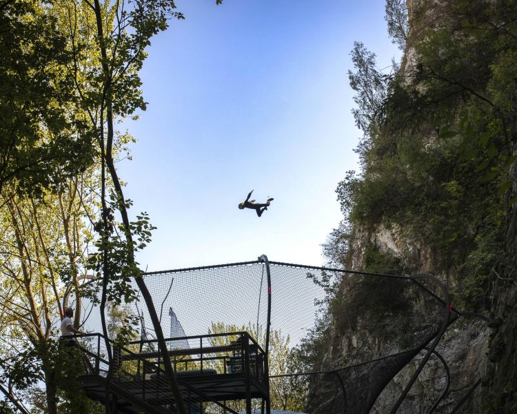 Person on an outdoor skydiving experience