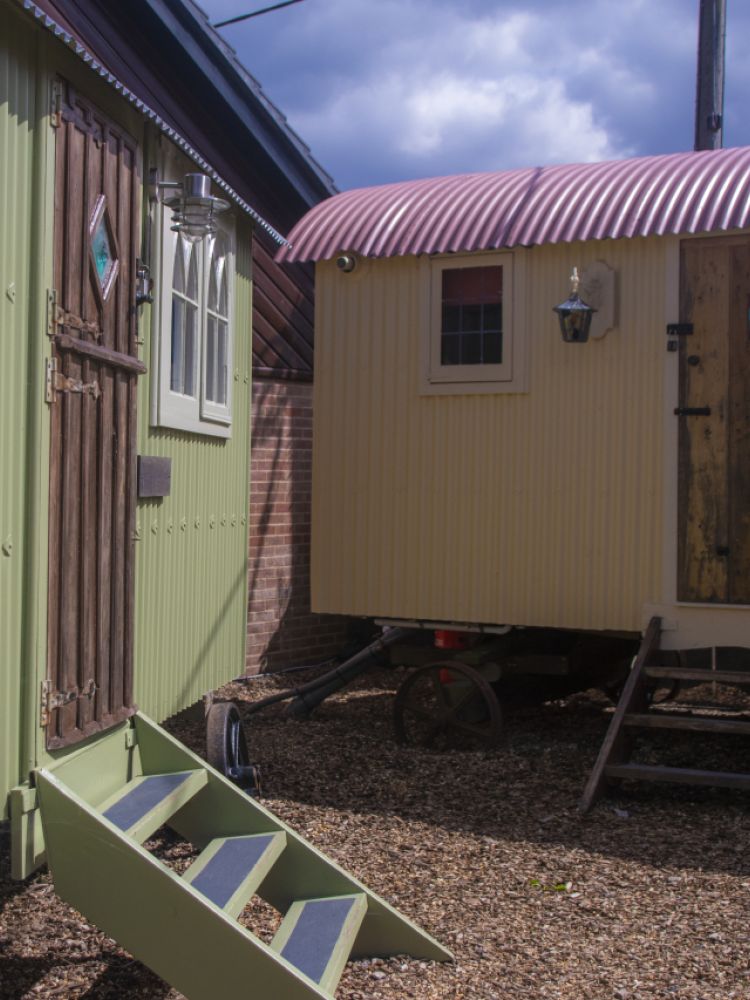 The two shepherds hut in the courtyard used for short stays near stonehenge