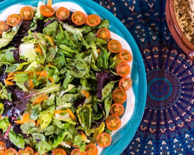 a salad bowl eaten for lunch on a mindfulness day retreat experience