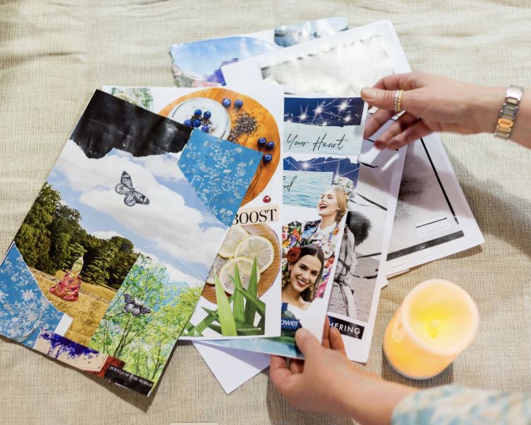 examples of the art created during an affirmation art session on a mindfulness day retreat experience