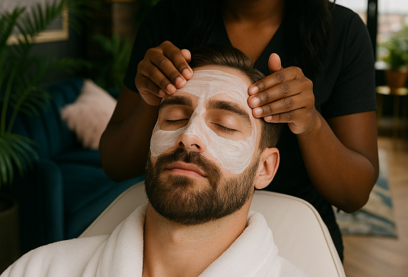 gentleman having a facial treatment