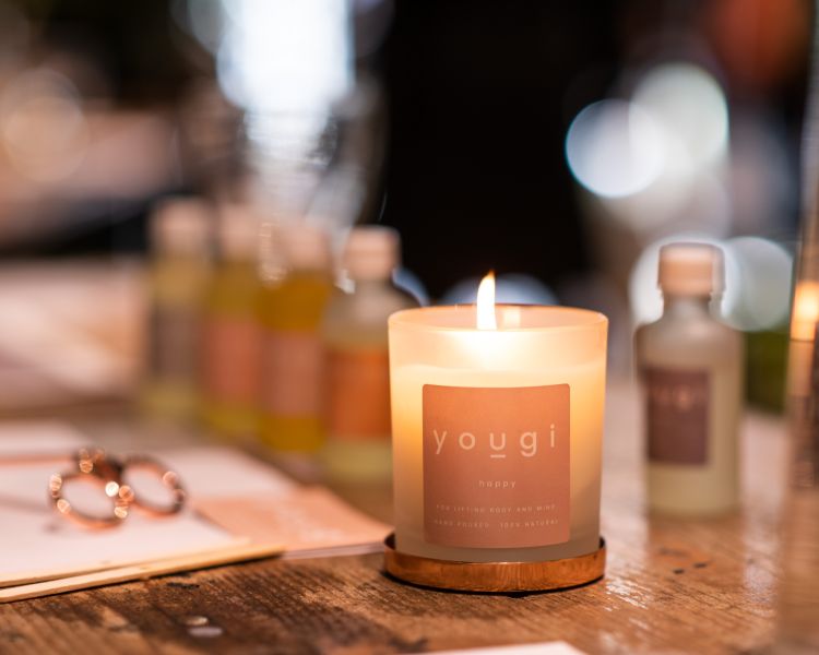 a candle made on an aromatherapy candle workshop in london