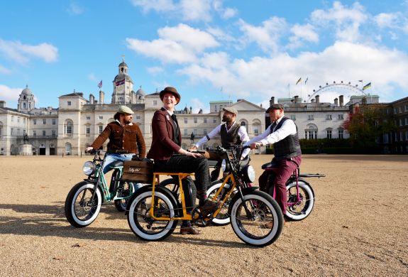 Tour group on ebikes at horseguards parade in london