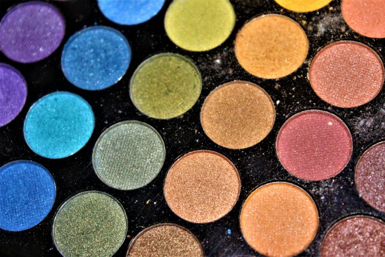 Brightly coloured eyeshadow palette