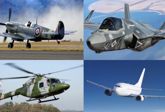 Four military aircraft for flight simulator experiences