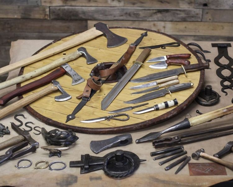 Examples of items made on a blacksmith experience day