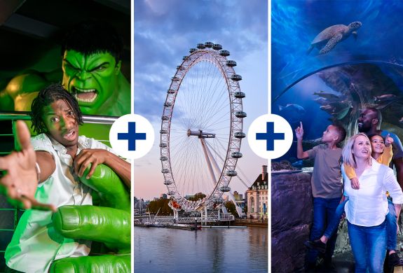 three way merlin pass for madame tussauds, london eye and sea life london