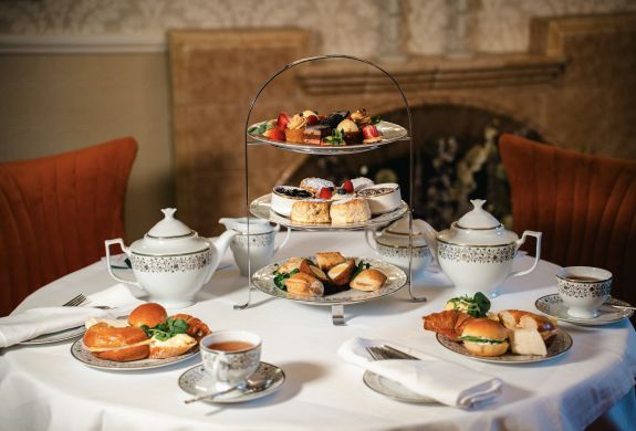 afternoon tea set up on table at a four star pitlochry hotel