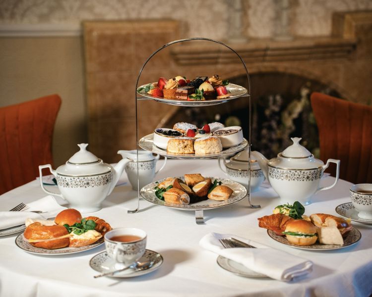 afternoon tea set up on table at a four star pitlochry hotel