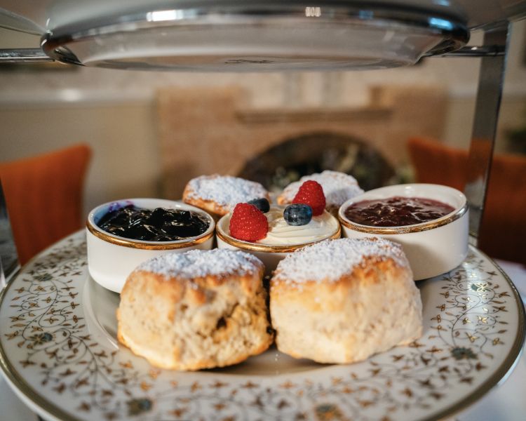 scones with jam and cream for afternoon tea at four star pitlochry hotel