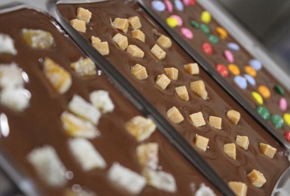 Chocolate bars made on chocolate making workshop