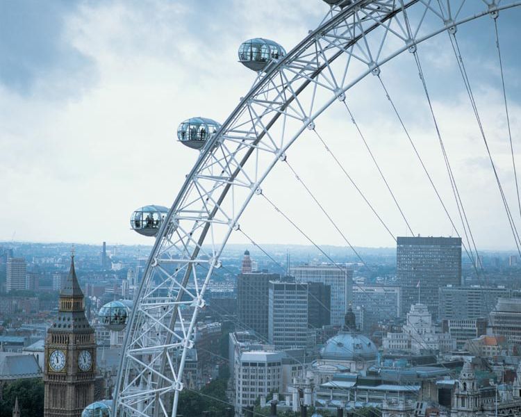 the london eye against the backdrop of the london skyline