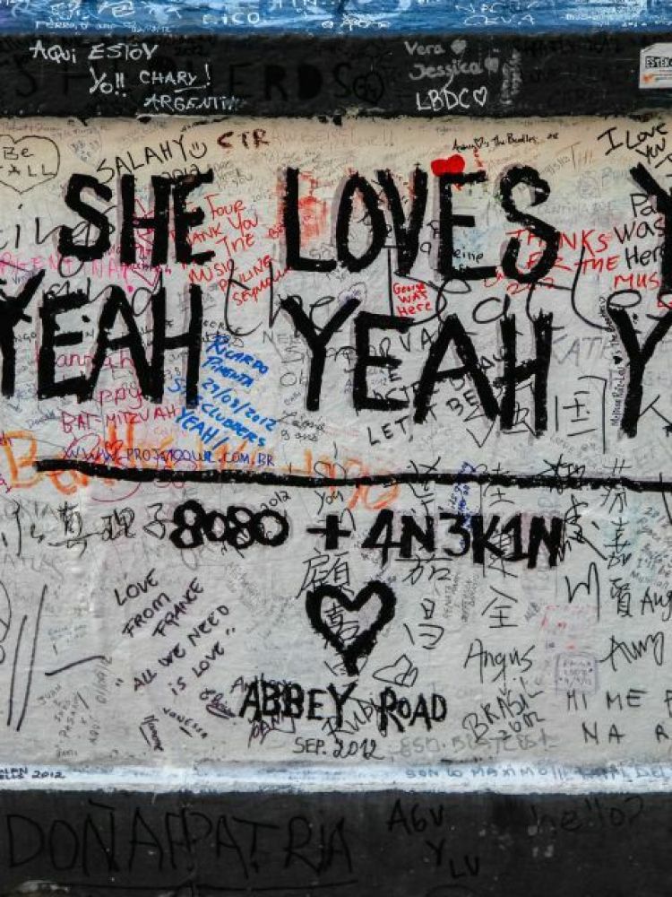 abbey road mural seen on the beatles walking tour in london