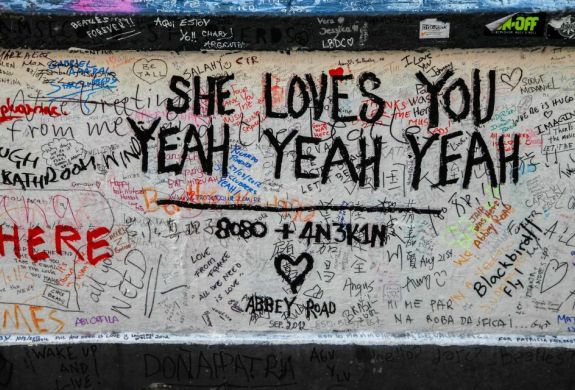 abbey road mural seen on the beatles walking tour in london